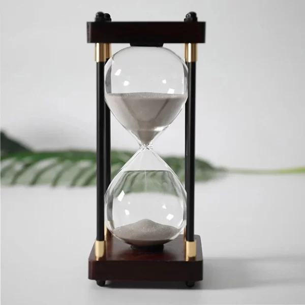 Reloj De Arena De Vidrio Con Marco De Madera, 60 Minutos. - Imagen 3