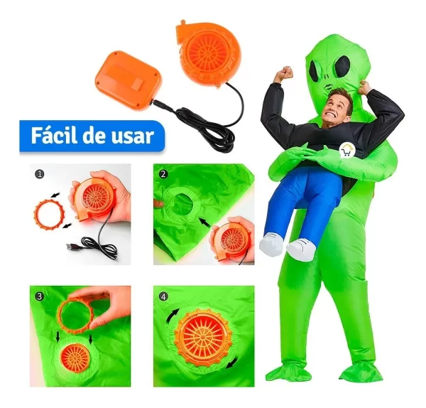 Disfraz Inflable Alíen Traje Extraterrestre Fiesta Disfraces - Imagen 4