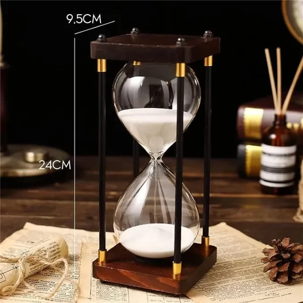 Reloj De Arena De Vidrio Con Marco De Madera, 60 Minutos. - Imagen 4