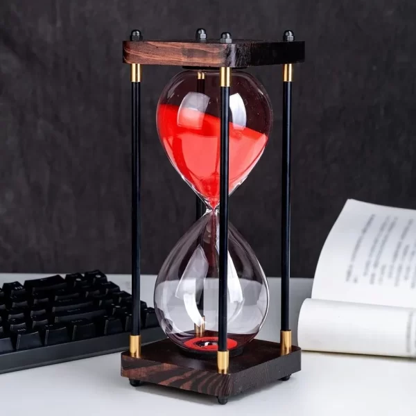 Reloj De Arena De Vidrio Con Marco De Madera, 60 Minutos. - Imagen 3