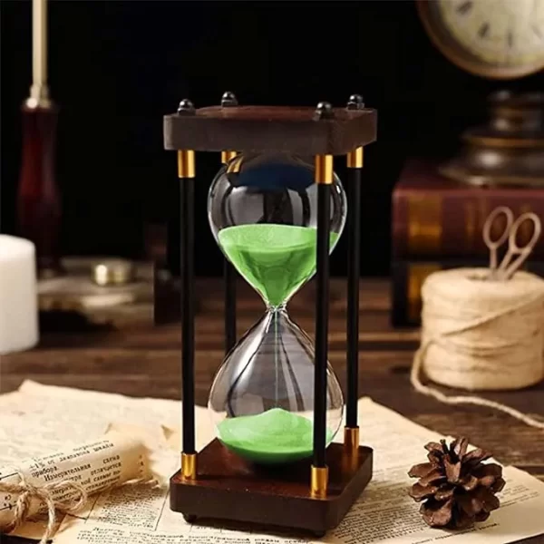 Reloj De Arena De Vidrio Con Marco De Madera, 60 Minutos. - Imagen 3