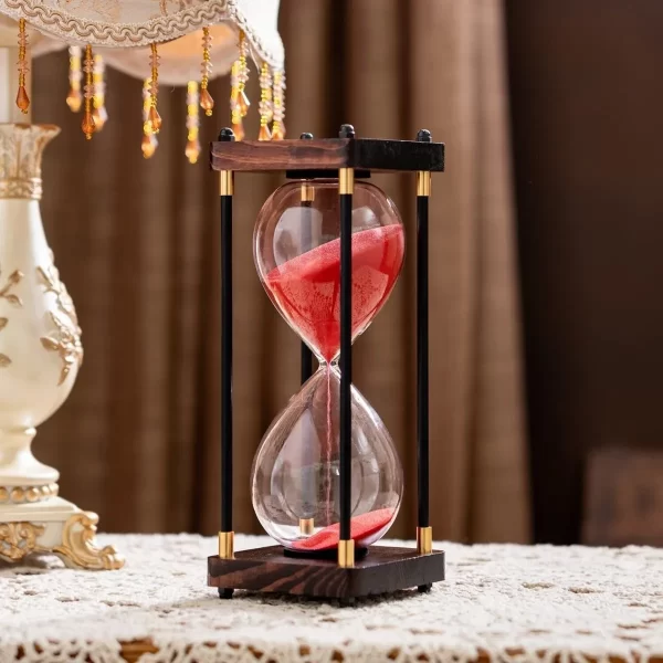 Reloj De Arena De Vidrio Con Marco De Madera, 60 Minutos. - Imagen 5