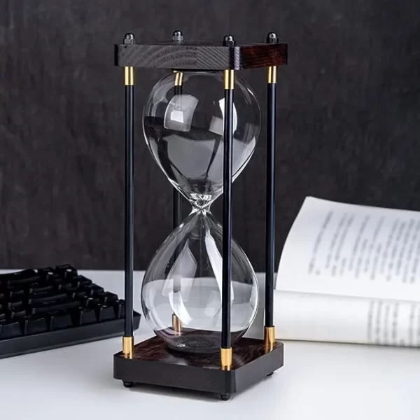 Reloj De Arena De Vidrio Con Marco De Madera, 30 Minutos.