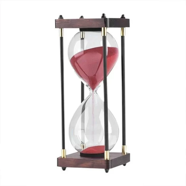 Reloj De Arena De Vidrio Con Marco De Madera, 60 Minutos. - Imagen 2