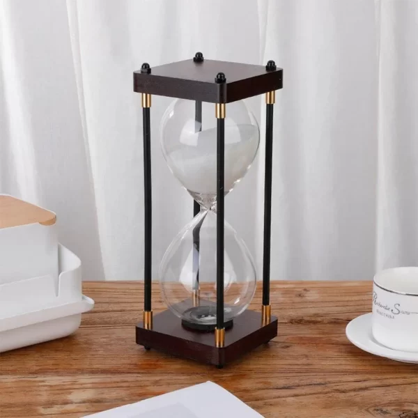 Reloj De Arena De Vidrio Con Marco De Madera, 60 Minutos. - Imagen 2