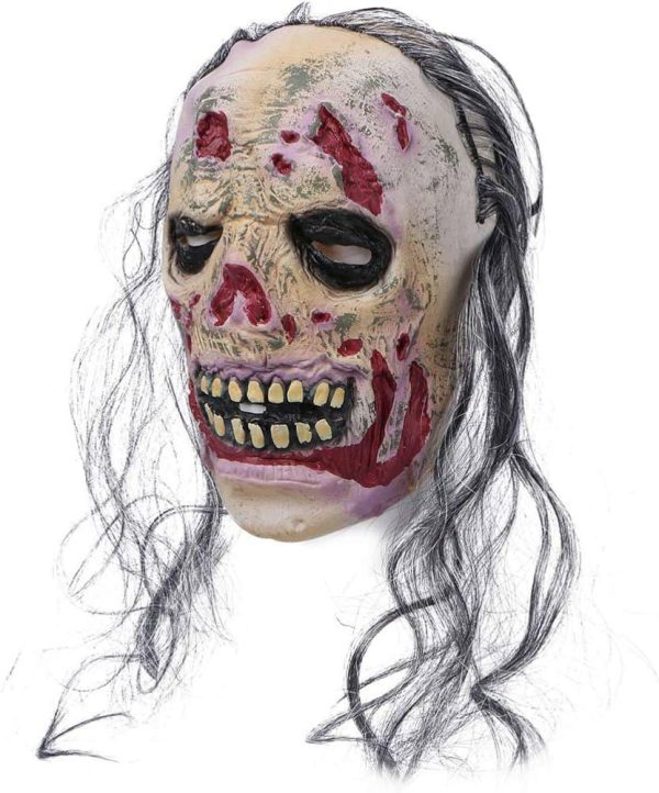Máscara De Mujer Vieja De Halloween Realista Aterradora - Imagen 9