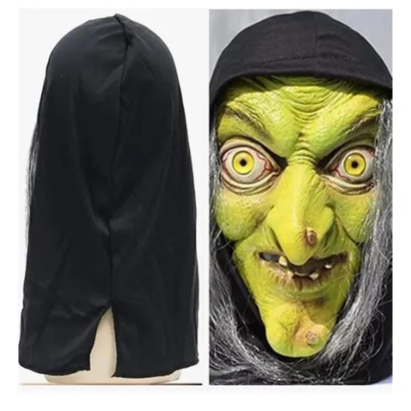 Máscara De Mujer Vieja De Halloween Realista Aterradora - Imagen 4