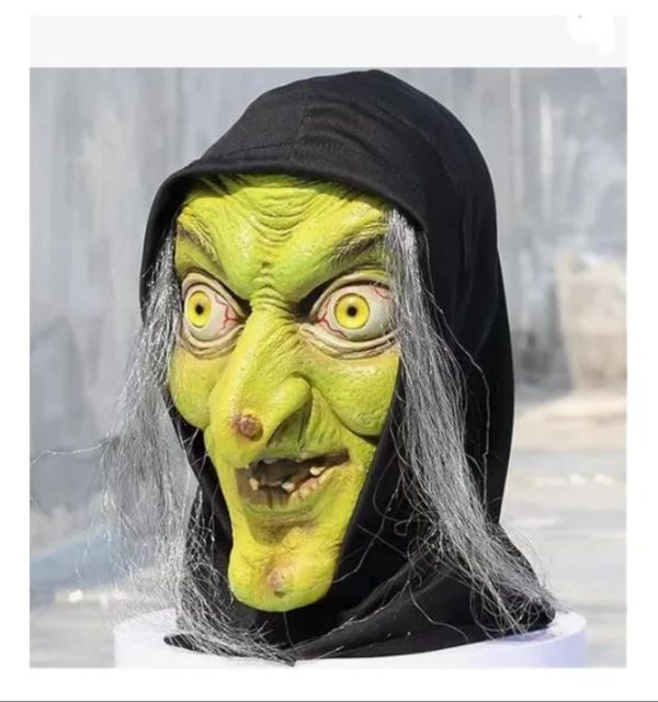 Máscara De Mujer Vieja De Halloween Realista Aterradora - Imagen 3