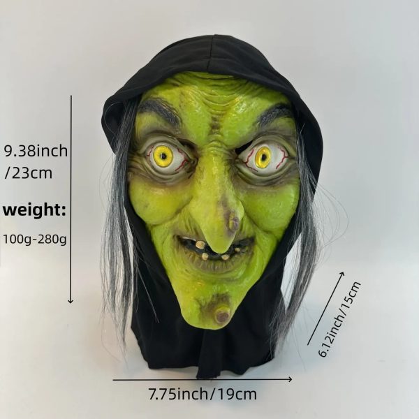 Máscara De Mujer Vieja De Halloween Realista Aterradora - Imagen 8
