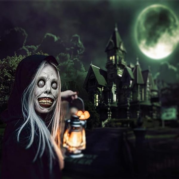 Máscara De Mujer Vieja De Halloween Realista Aterradora - Imagen 6
