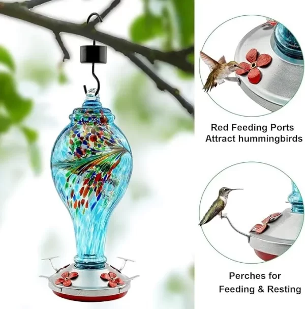 Comedero Para Colibríes, Vidrio Soplado Exteriores,1065 Ml - Imagen 7