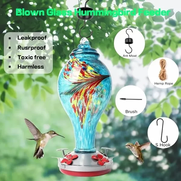 Comedero Para Colibríes, Vidrio Soplado Exteriores,1065 Ml - Imagen 5