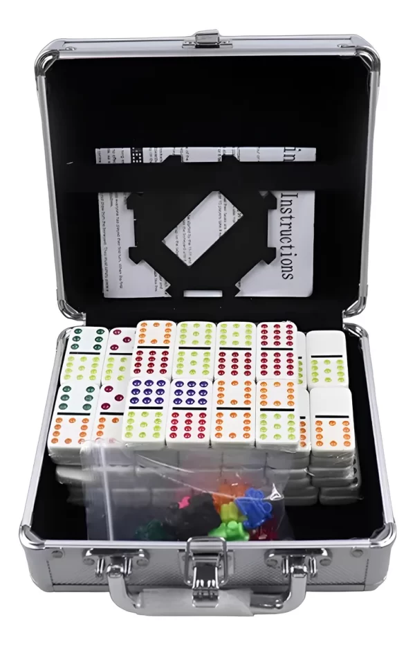 Juego De Dominó Mexicano Con Caja De Aluminio Tren Cardinal - Imagen 10