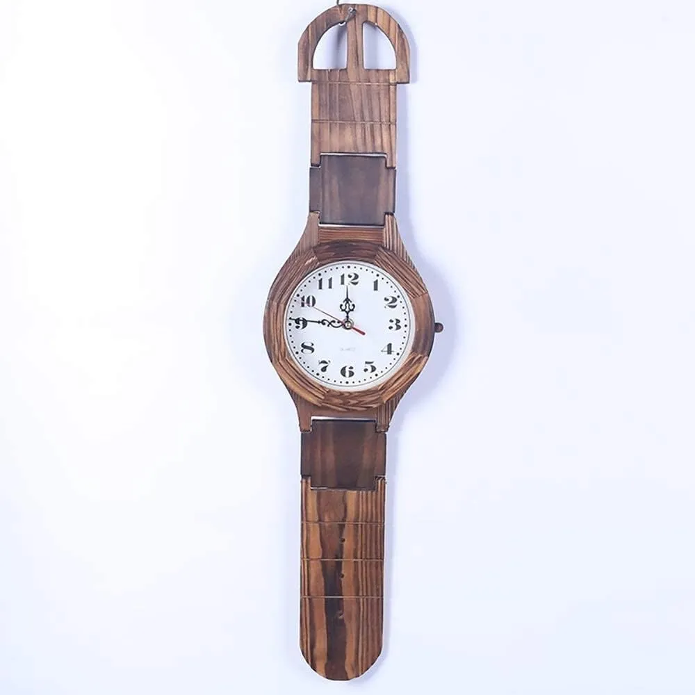 Reloj Madera Diseño Pulsera Vintage De Pared 77 Cm - Imagen 5