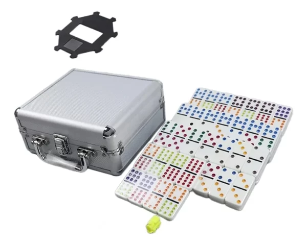 Juego De Dominó Mexicano Con Caja De Aluminio Tren Cardinal - Imagen 8