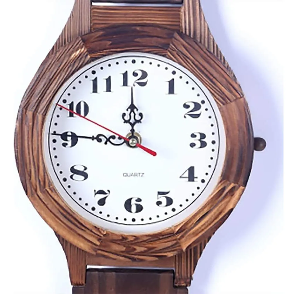 Reloj Madera Diseño Pulsera Vintage De Pared 77 Cm - Imagen 3