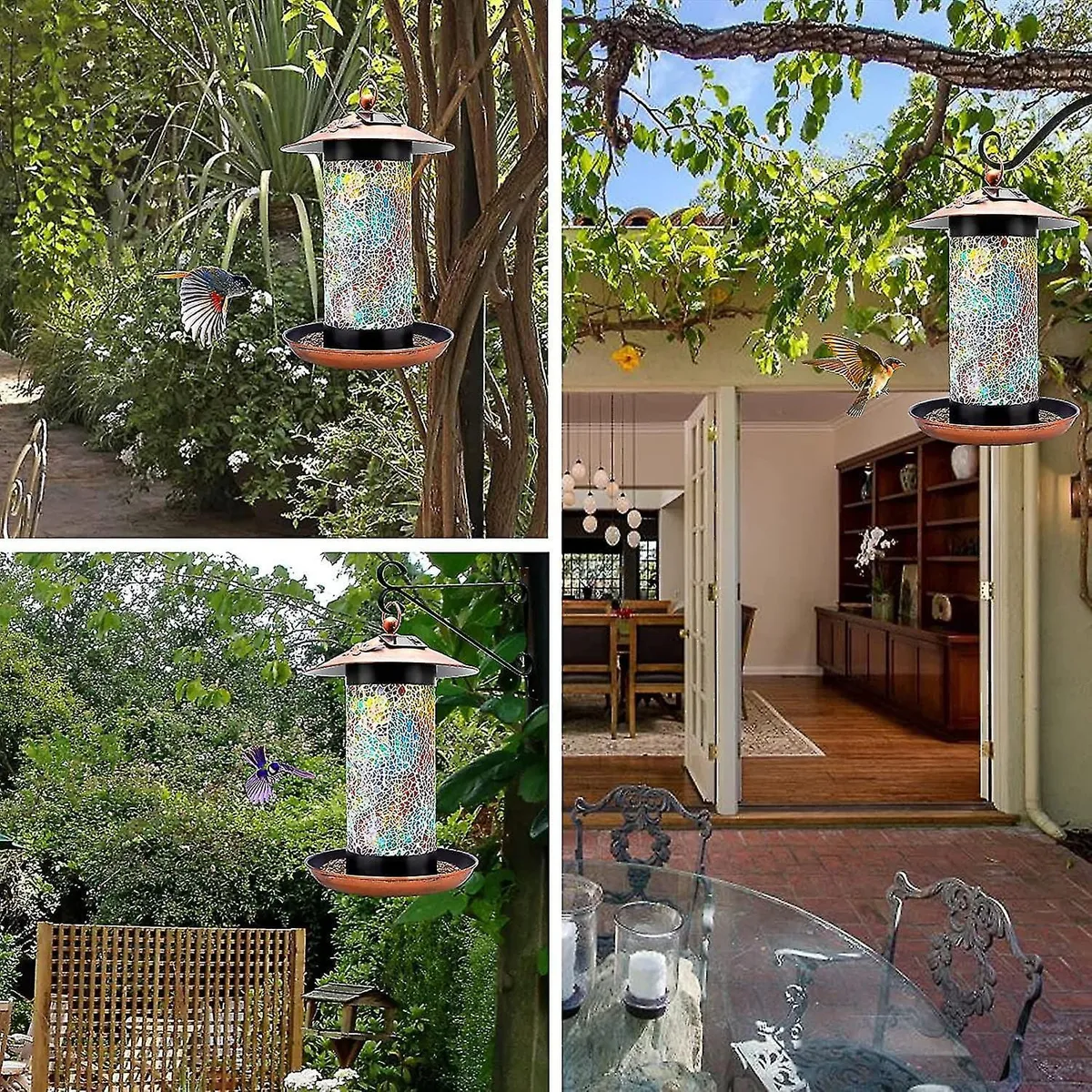 Bebedero Y Comedero De Colibrí Mosaico Solar - Imagen 3