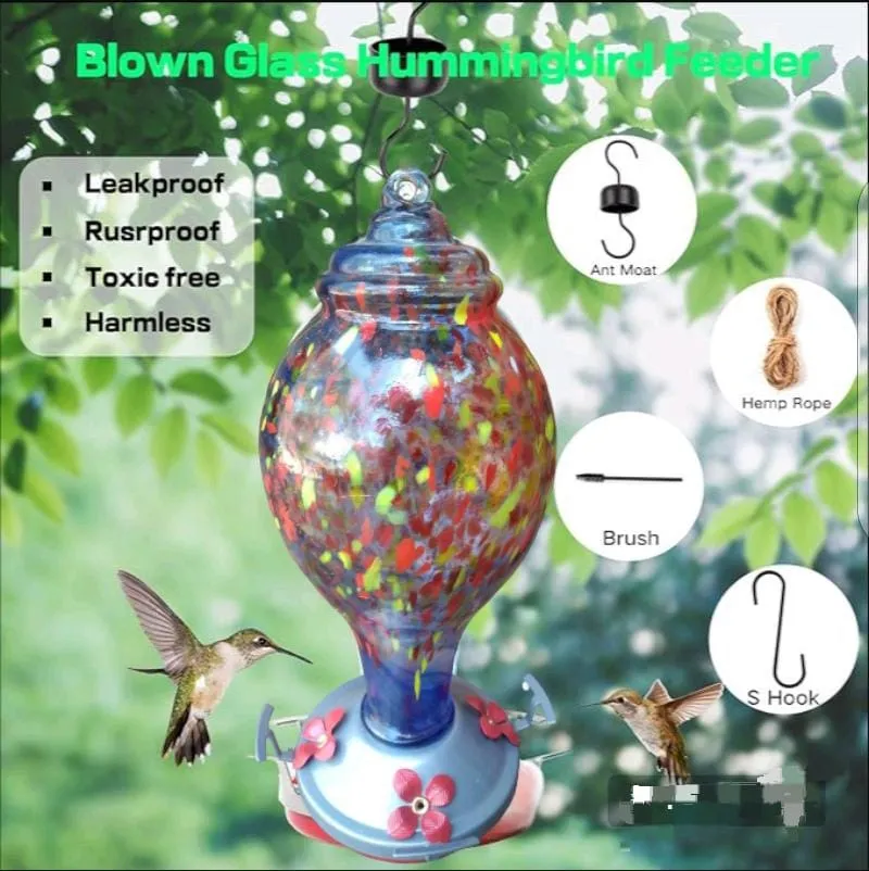 Comedero Para Colibríes, Vidrio Soplado Exteriores,1065 Ml
