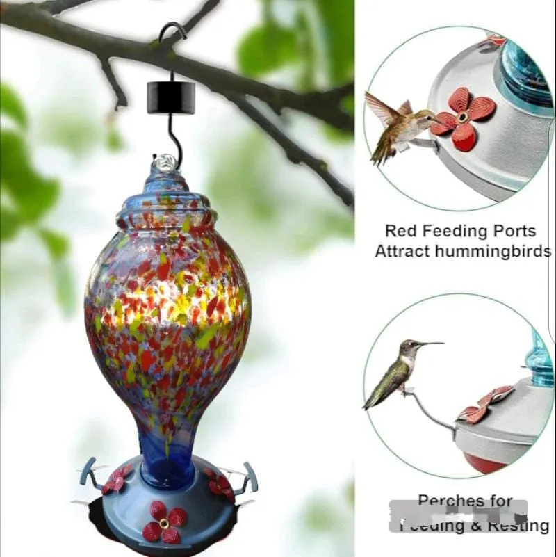 Comedero Para Colibríes, Vidrio Soplado Exteriores,1065 Ml - Imagen 2