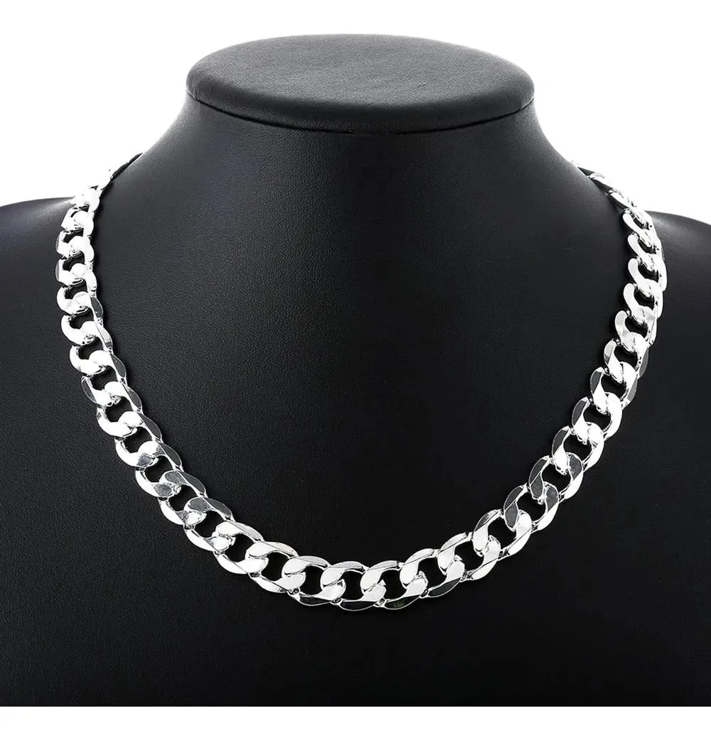 Cadena Plata Ley 925 Grumet 62 Cm Y 1 Cm Diámetro Hombre.