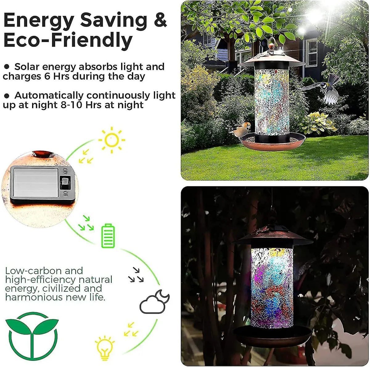 Bebedero Y Comedero De Colibrí Mosaico Solar - Imagen 2