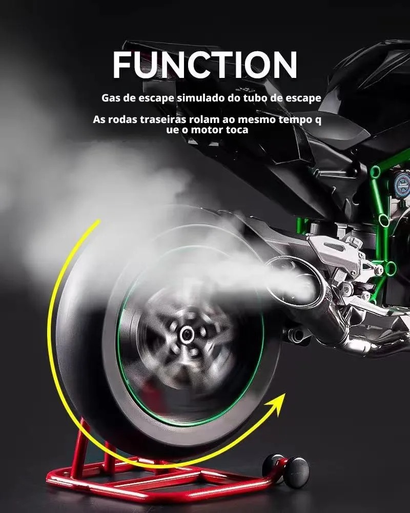 Motocicleta Fundida Por Inyección 1:6 Escala Para Kawasaki H Negro - Imagen 4