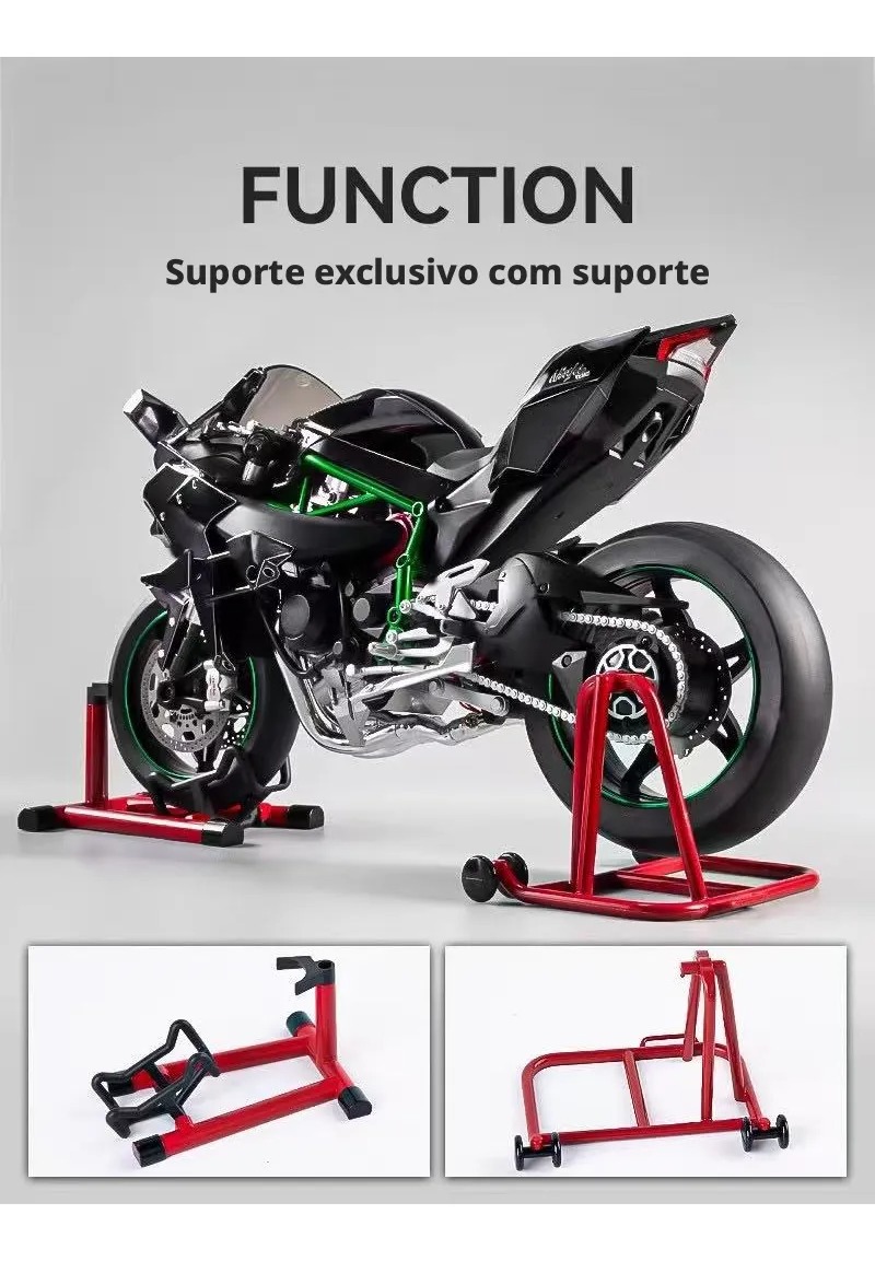 Motocicleta Fundida Por Inyección 1:6 Escala Para Kawasaki H Negro - Imagen 5