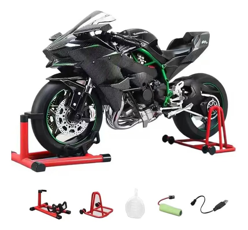Motocicleta Fundida Por Inyección 1:6 Escala Para Kawasaki H Negro